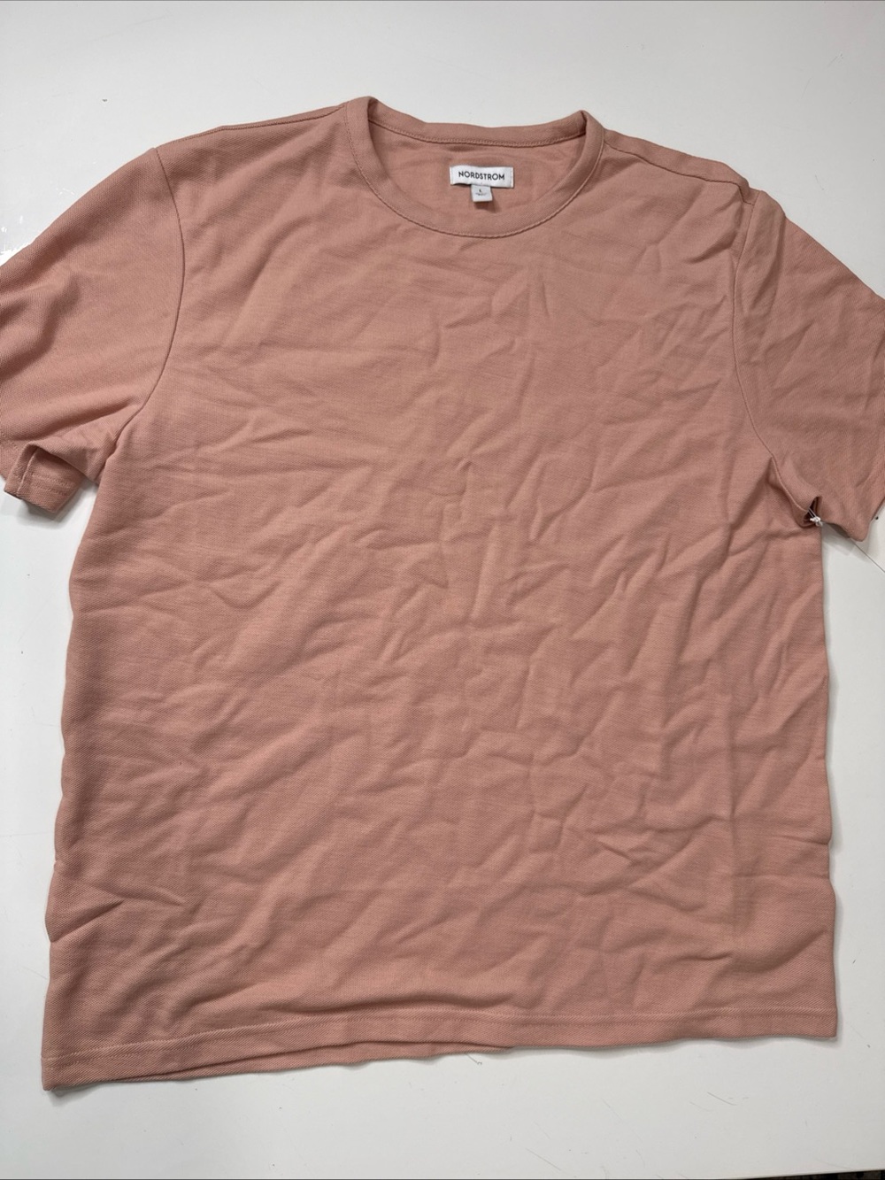 New Nordstrom Men's Peach Crewneck Short Sleeve Tee Sz L A020926